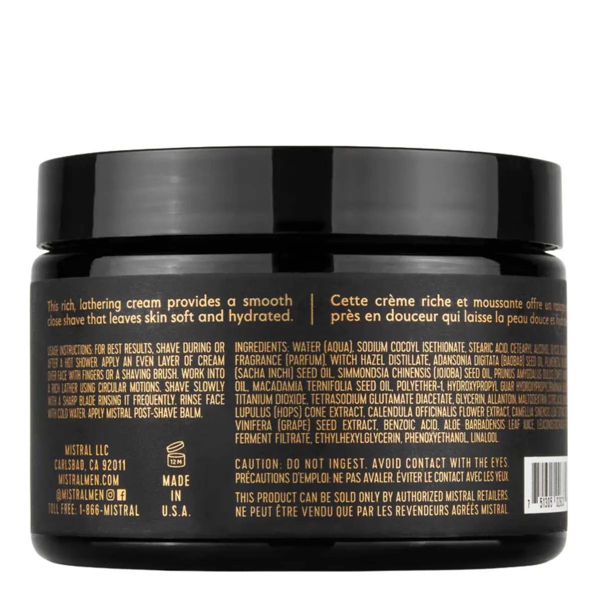 Mistral Salted Gin Shave Cream 255g, view 2