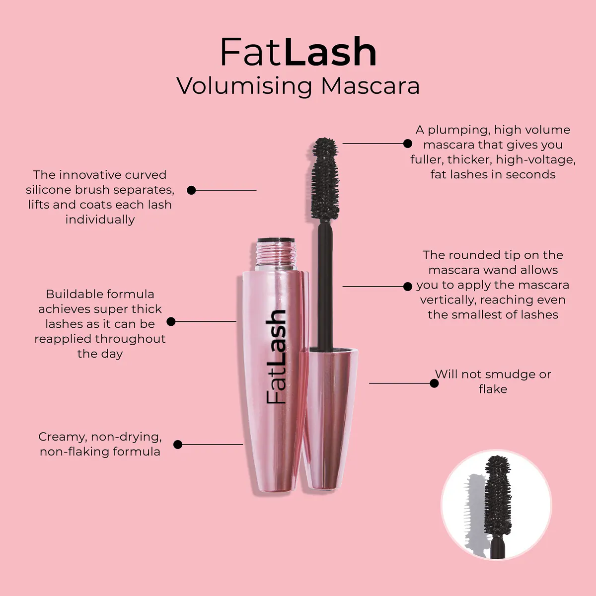 MCoBeauty FATLASH Volumising Mascara Black 11ml, view 3