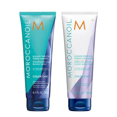 Moroccanoil Blonde Perfecting Purple Shampoo and Purple Conditioner Duo Bundle