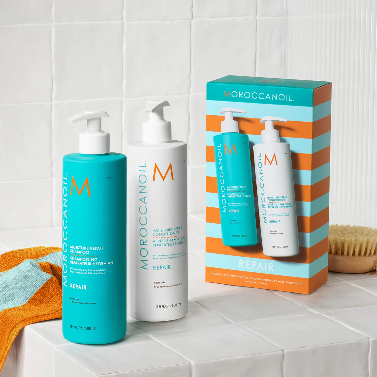 Moroccanoil Moisture Repair Shampoo and Conditioner 500ml Duo Pack, view 3
