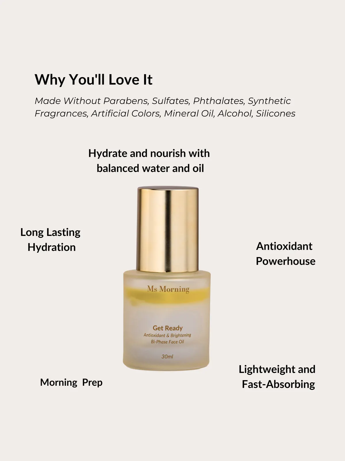 Ms Morning Get Ready Antioxidant & Brightening Bi-Phase Face Oil 30ml, view 5