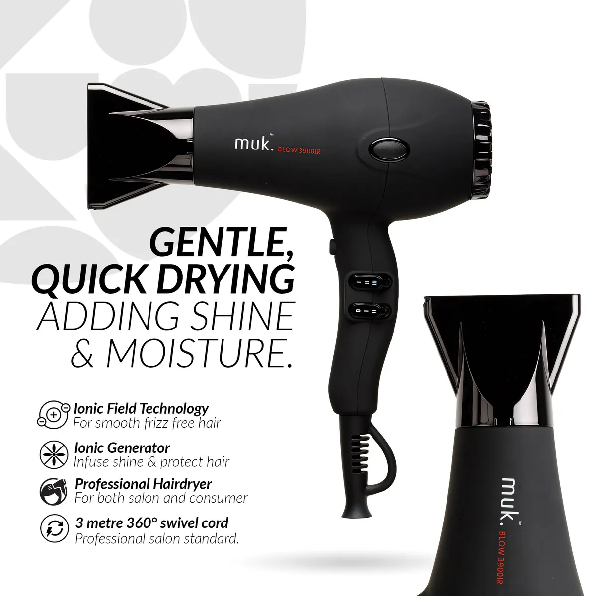 Muk Blow 3900-IR Hair Dryer Black Edition, view 4