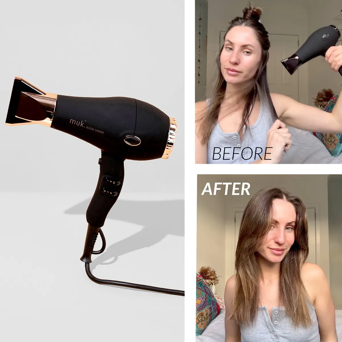 Muk Blow 3900-IR Hair Dryer Black & Rose Gold, view 2
