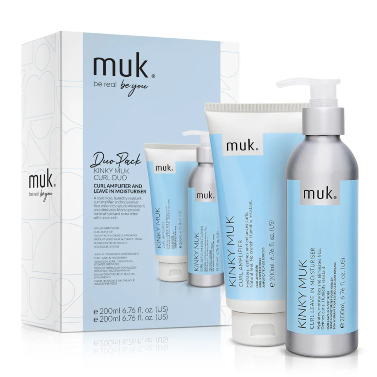 Muk Kinky Muk Curl Leave in Moisturiser and Curl Amplifier 200ml Duo Pack