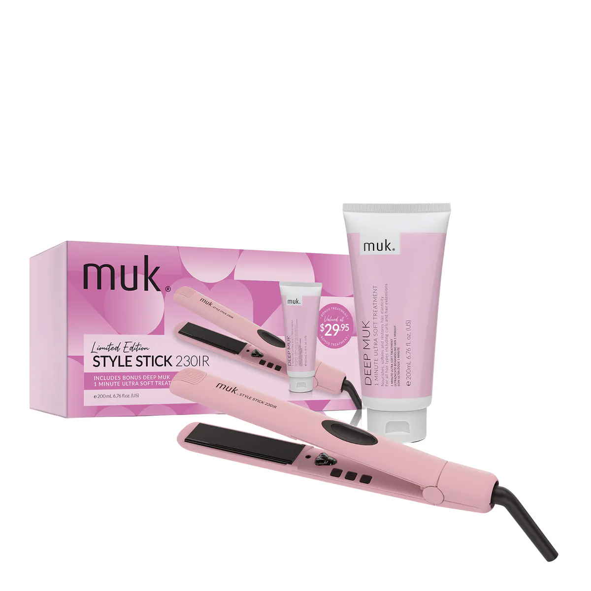 Muk Limited Edition Pink Style Stick 230-IR & Deep muk 1 Minute Treatment 200ml Pack