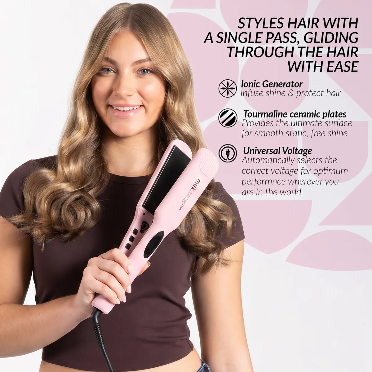 Muk Limited Edition Pink Style Stick 230-IR Wide Plate & Deep muk 1 Minute Treatment 200ml Pack, view 3