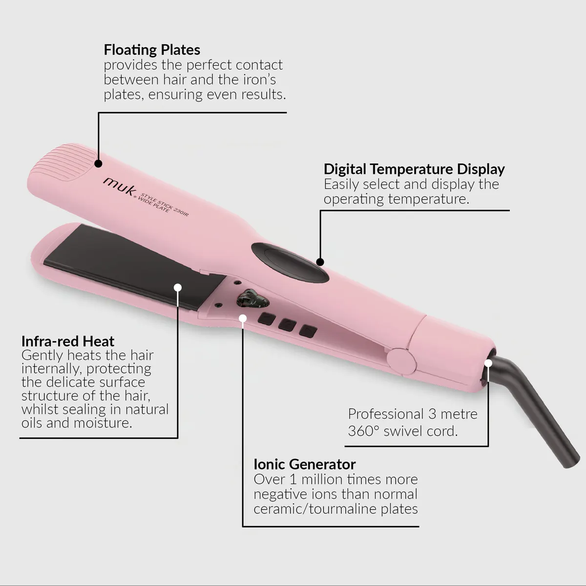 Muk Limited Edition Pink Style Stick 230-IR Wide Plate & Deep muk 1 Minute Treatment 200ml Pack, view 4