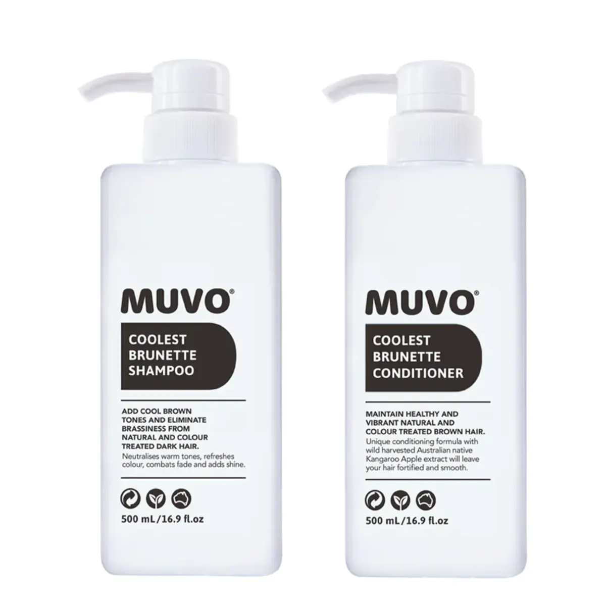 MUVO Coolest Brunette Shampoo and Conditioner 500ml Bundle