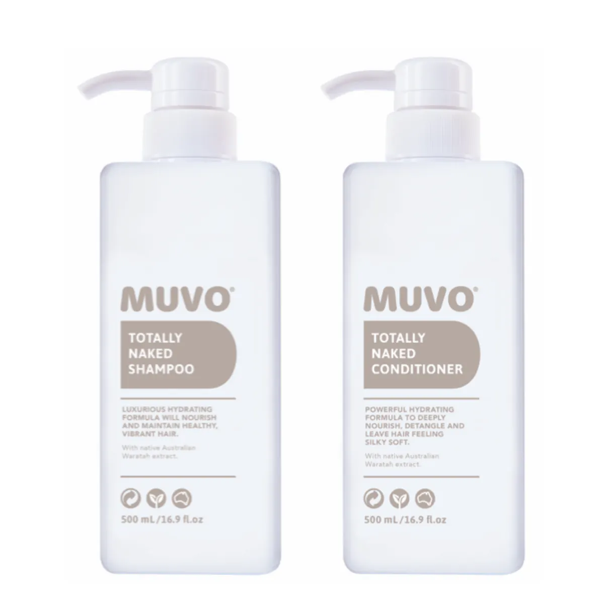 MUVO Totally Naked Shampoo and Conditioner 500ml Bundle