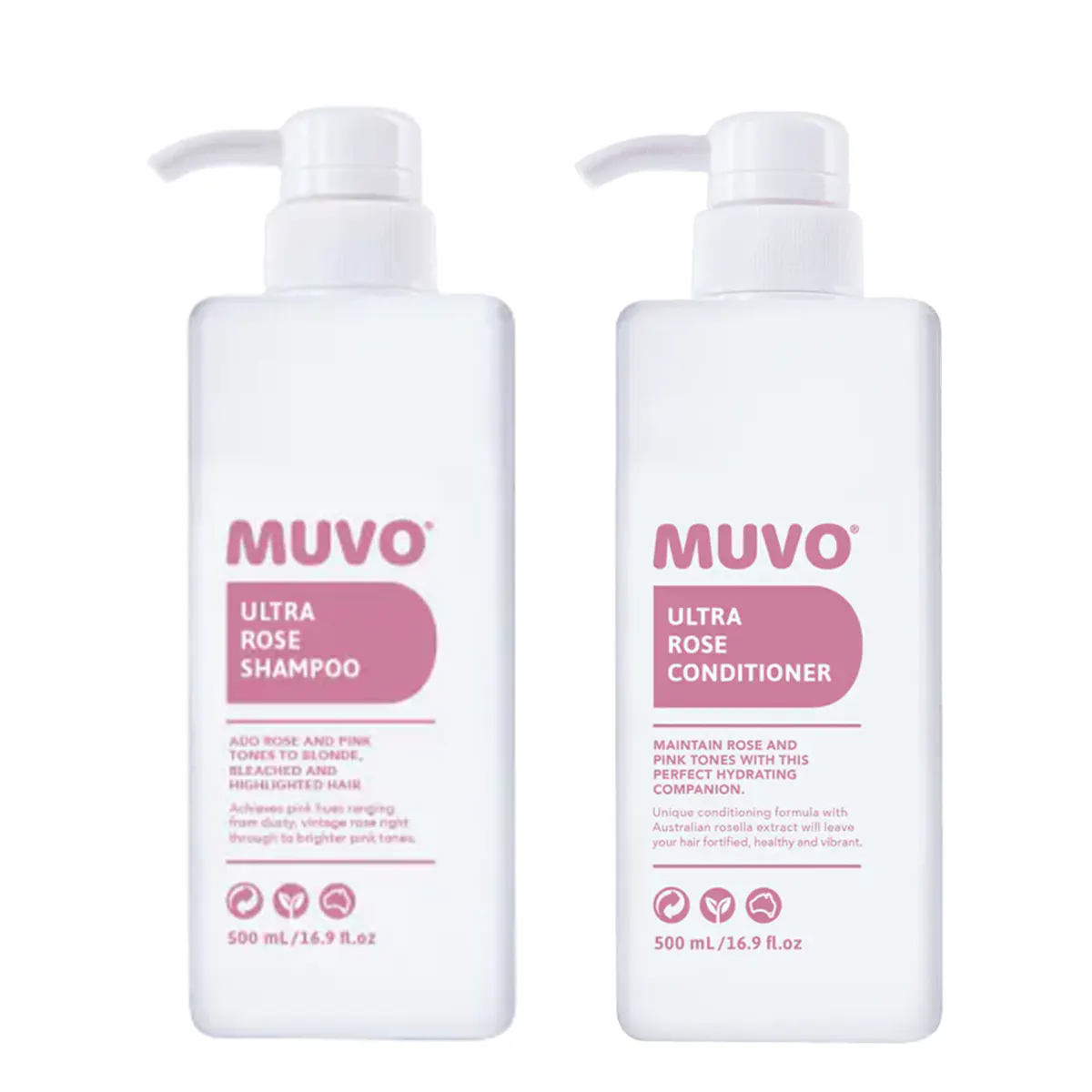 MUVO Ultra Rose Shampoo and Conditioner 500ml Bundle
