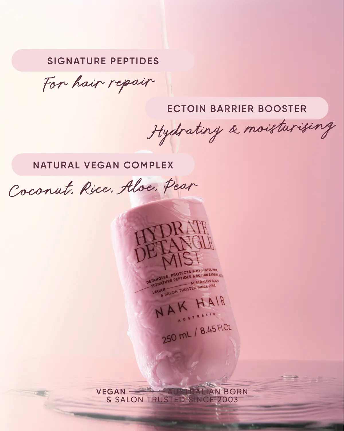 NAK Hair Hydrate Detangle Mist 250ml, view 4