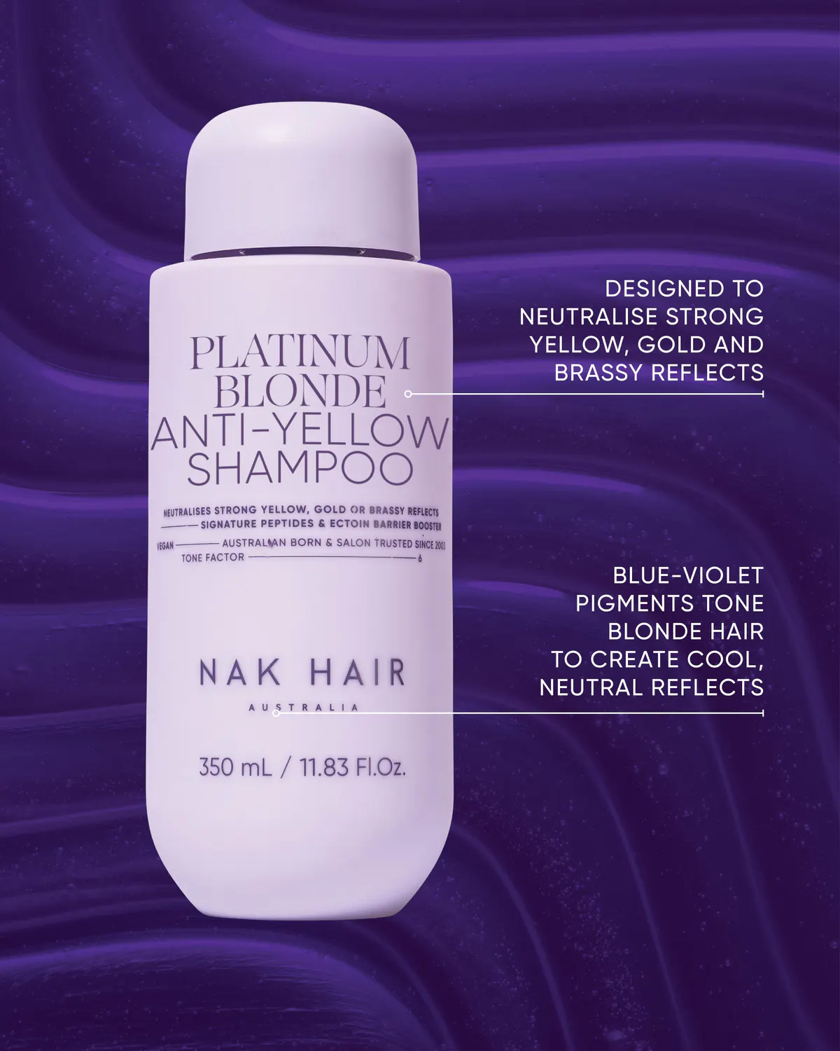 NAK Hair Platinum Blonde Anti-Yellow Shampoo 350ml, view 5