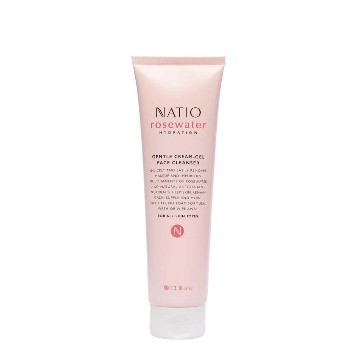Natio Rosewater Hydration Gentle Cream-Gel Face Cleanser 100ml