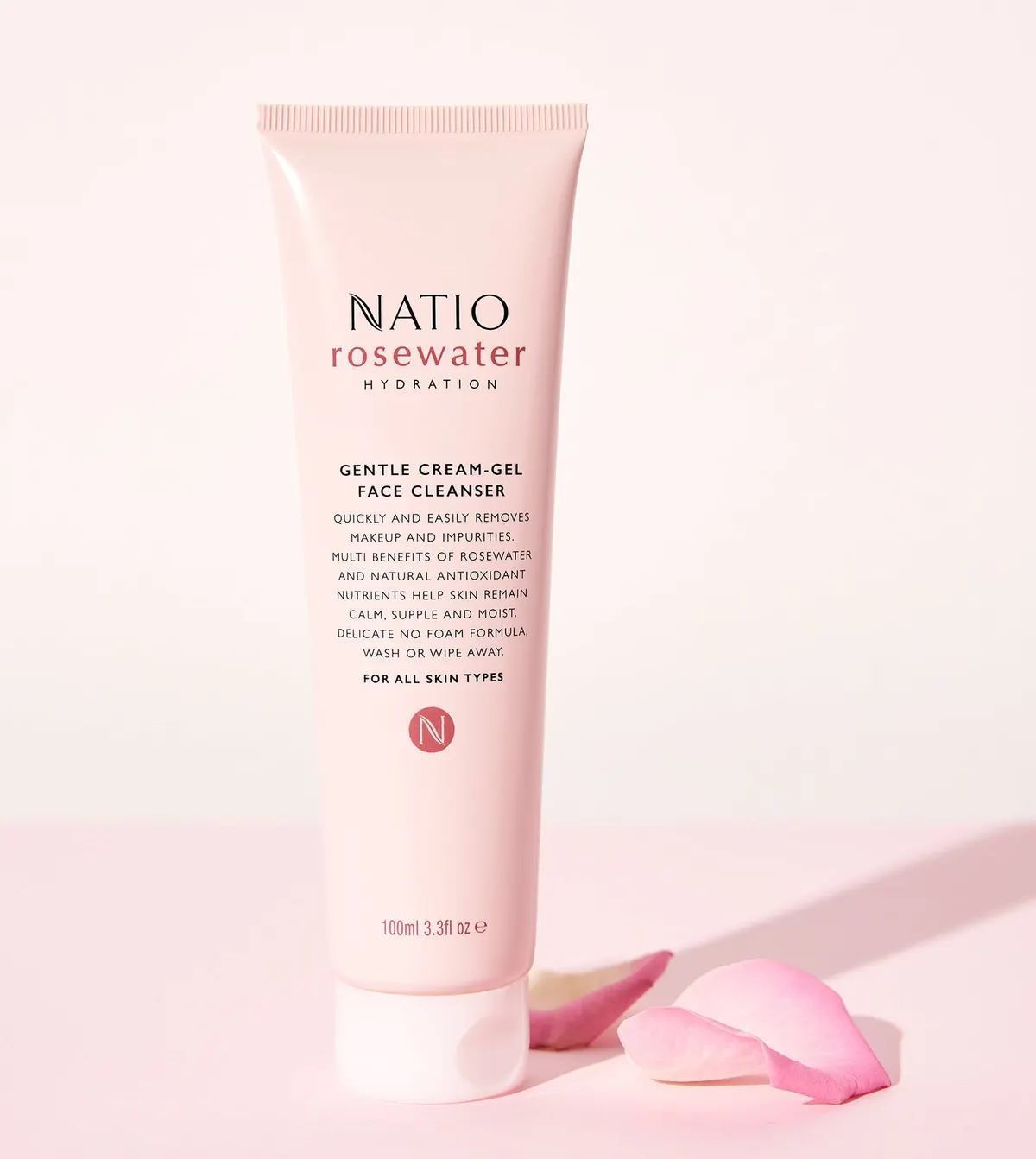 Natio Rosewater Hydration Gentle Cream-Gel Face Cleanser 100ml, view 3