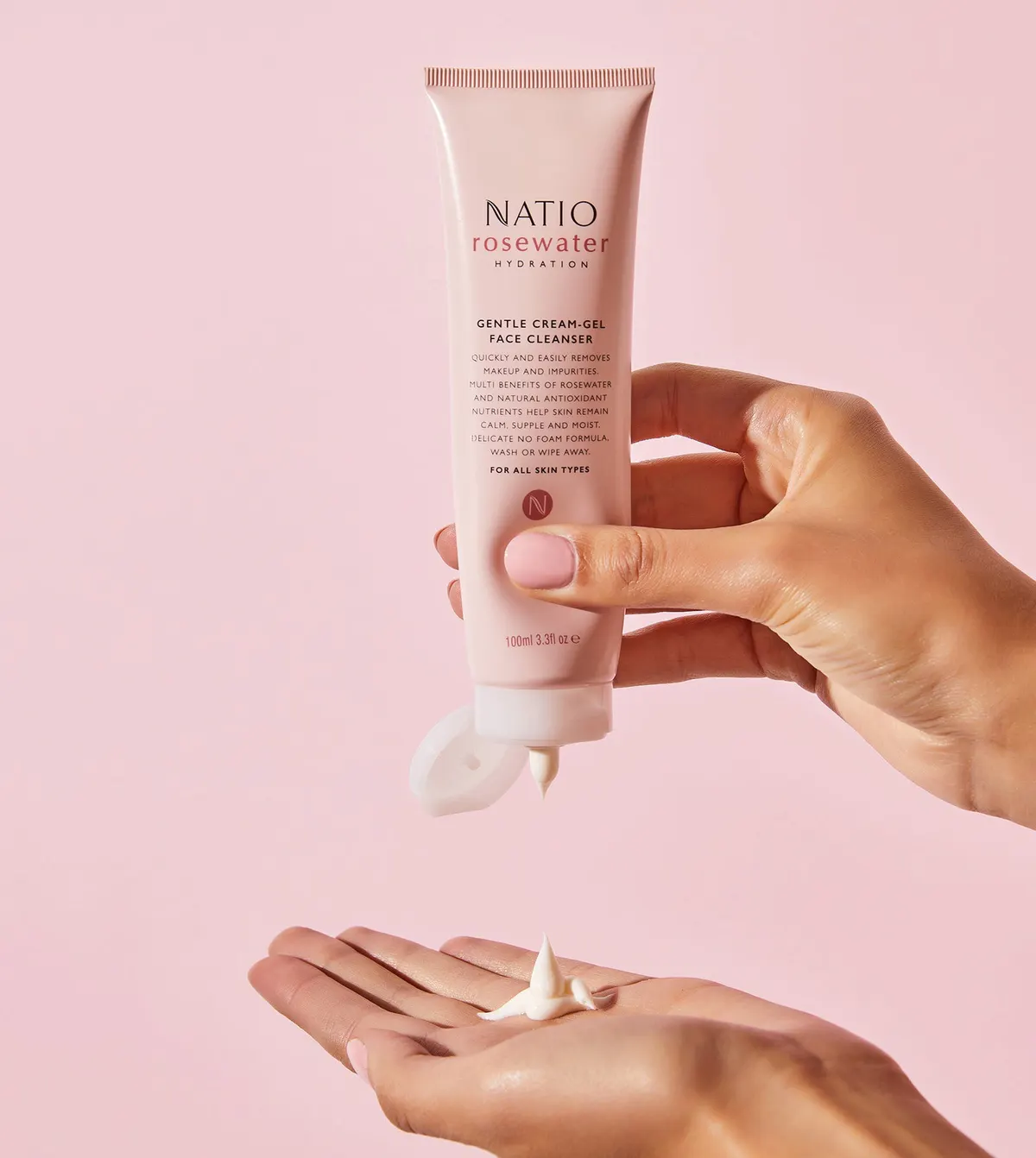 Natio Rosewater Hydration Gentle Cream-Gel Face Cleanser 100ml, view 4