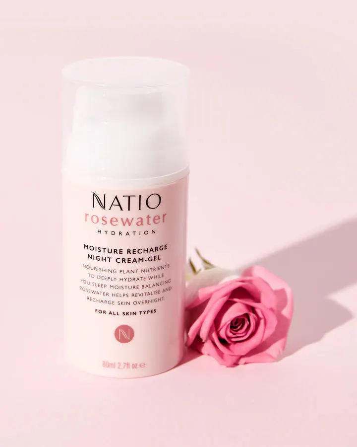 Natio Rosewater Moisture Recharge Night Cream-Gel 80ml, view 3