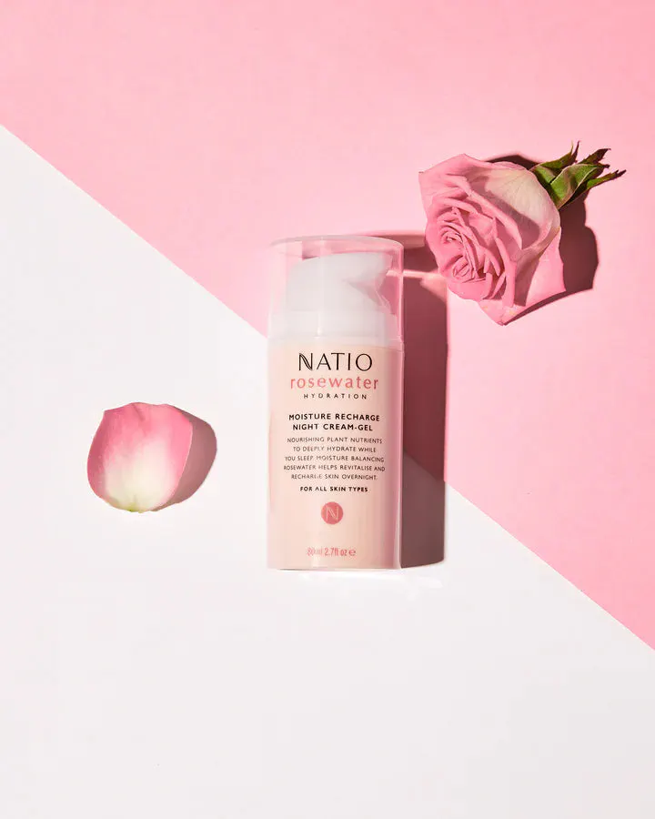 Natio Rosewater Moisture Recharge Night Cream-Gel 80ml, view 6