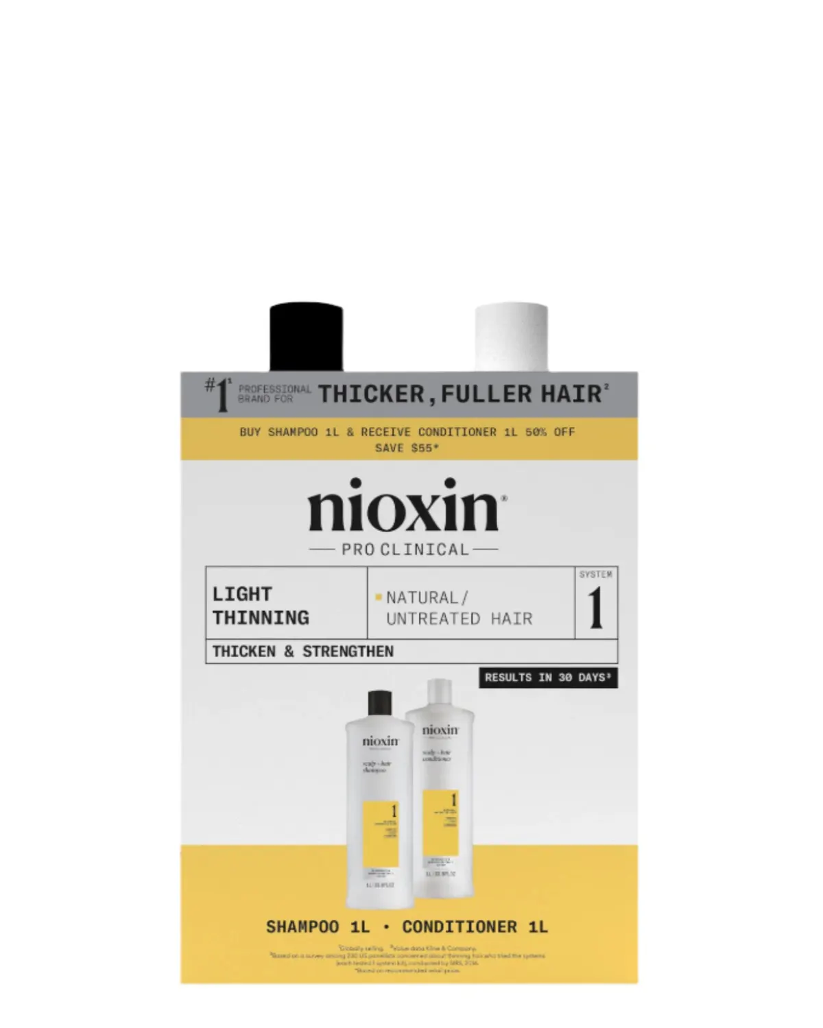 Nioxin System 1 Cleanser Shampoo and Scalp Therapy Revitalising Conditioner 1000ml Bundle