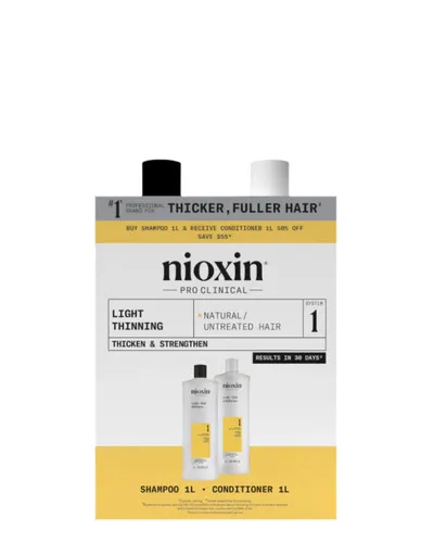 Nioxin System 1 Cleanser Shampoo and Scalp Therapy Revitalising Conditioner 1000ml Bundle