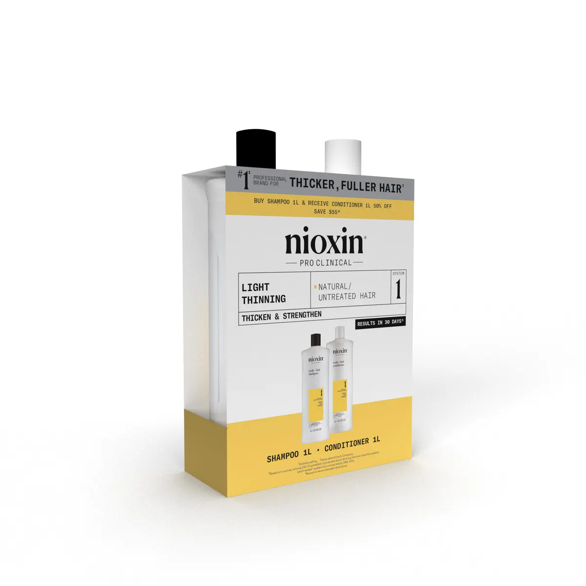 Nioxin System 1 Cleanser Shampoo and Scalp Therapy Revitalising Conditioner 1000ml Bundle, view 9