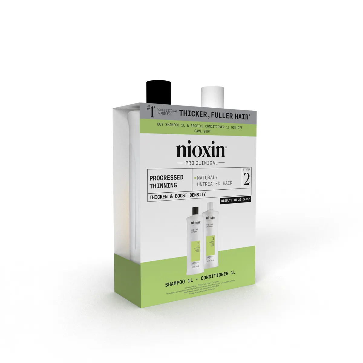 Nioxin System 2 Cleanser Shampoo and Scalp Therapy Revitalising Conditioner 1000ml Bundle, view 9