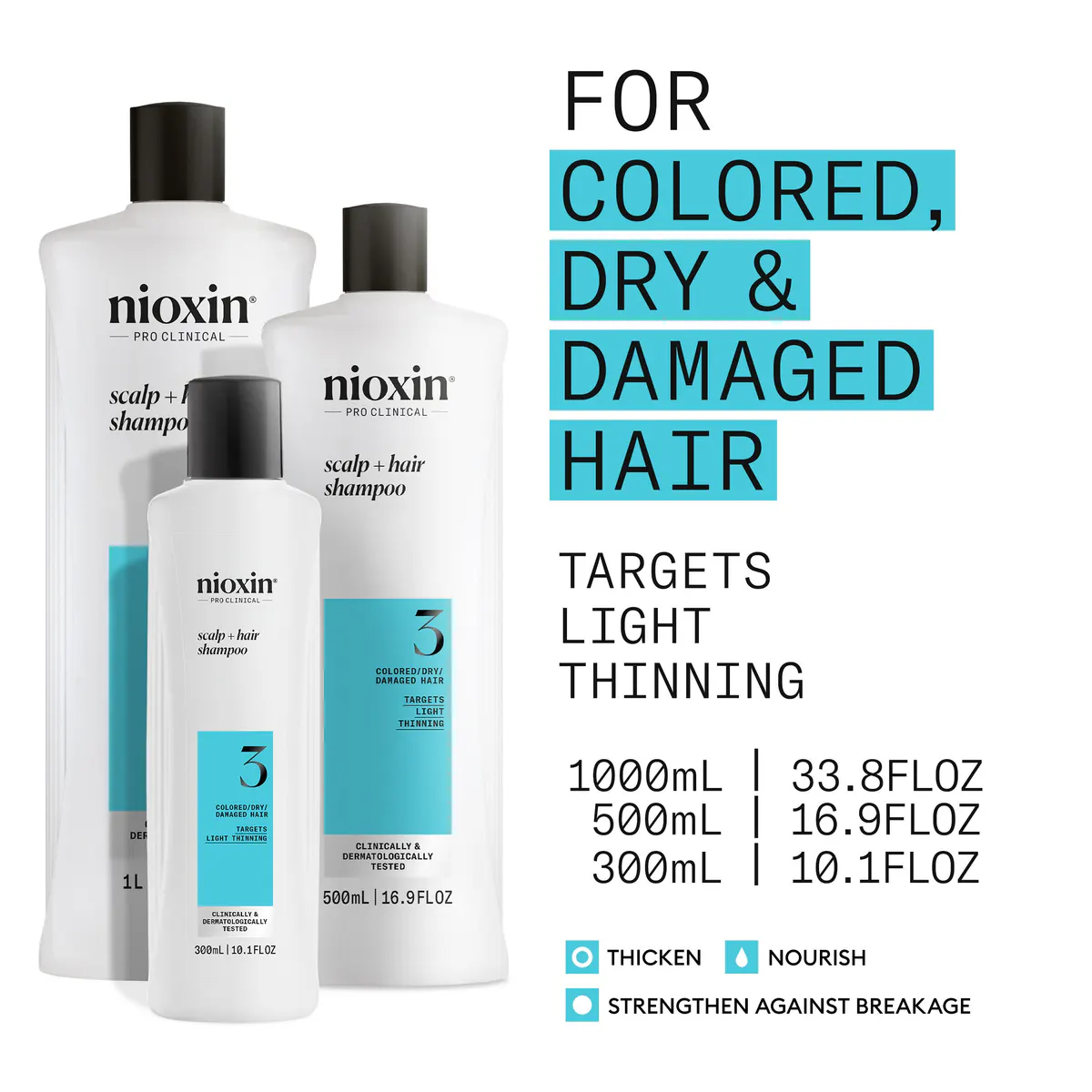Nioxin System 3 Cleanser Shampoo and Scalp Therapy Revitalising Conditioner 1000ml Bundle, view 5