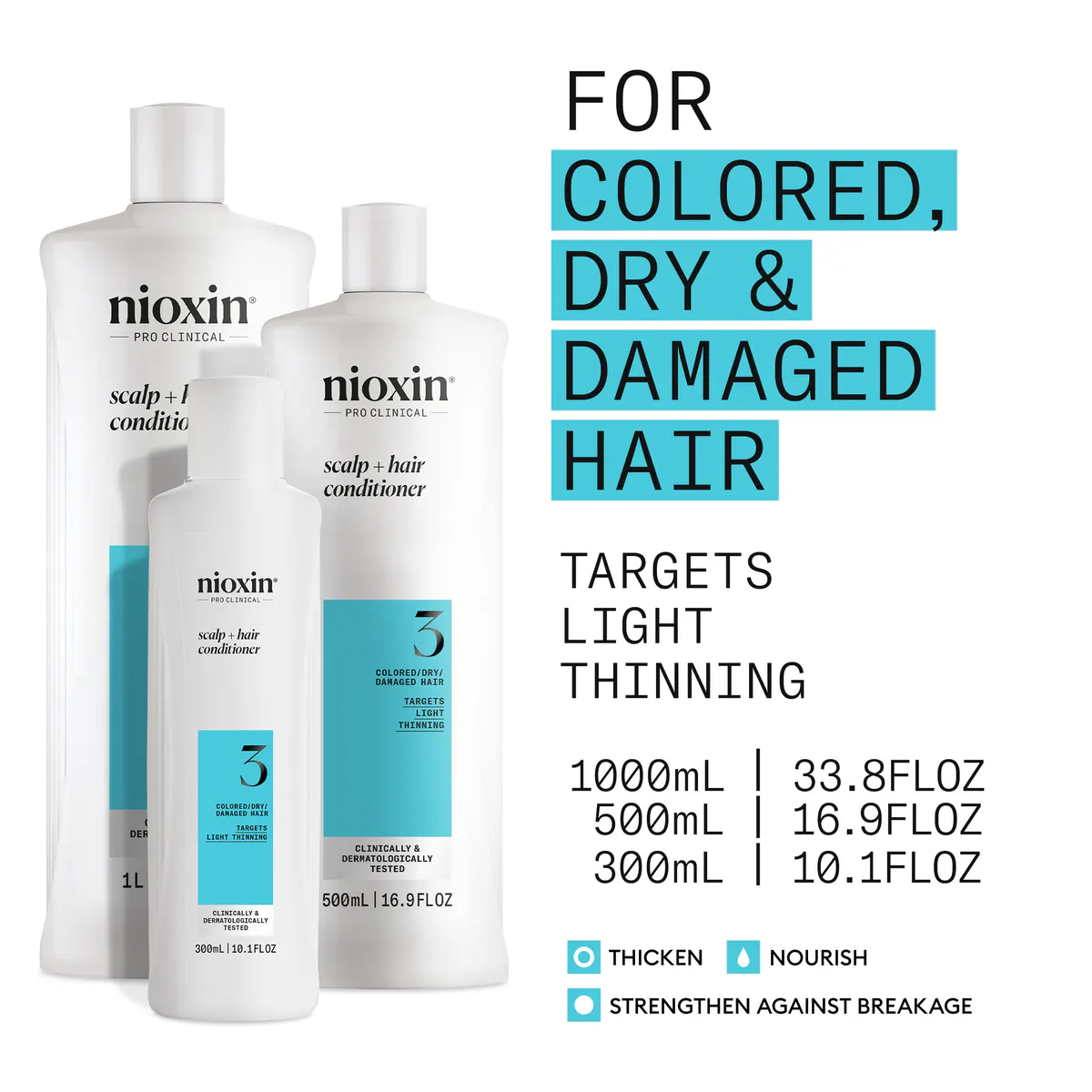 Nioxin System 3 Cleanser Shampoo and Scalp Therapy Revitalising Conditioner 1000ml Bundle, view 6