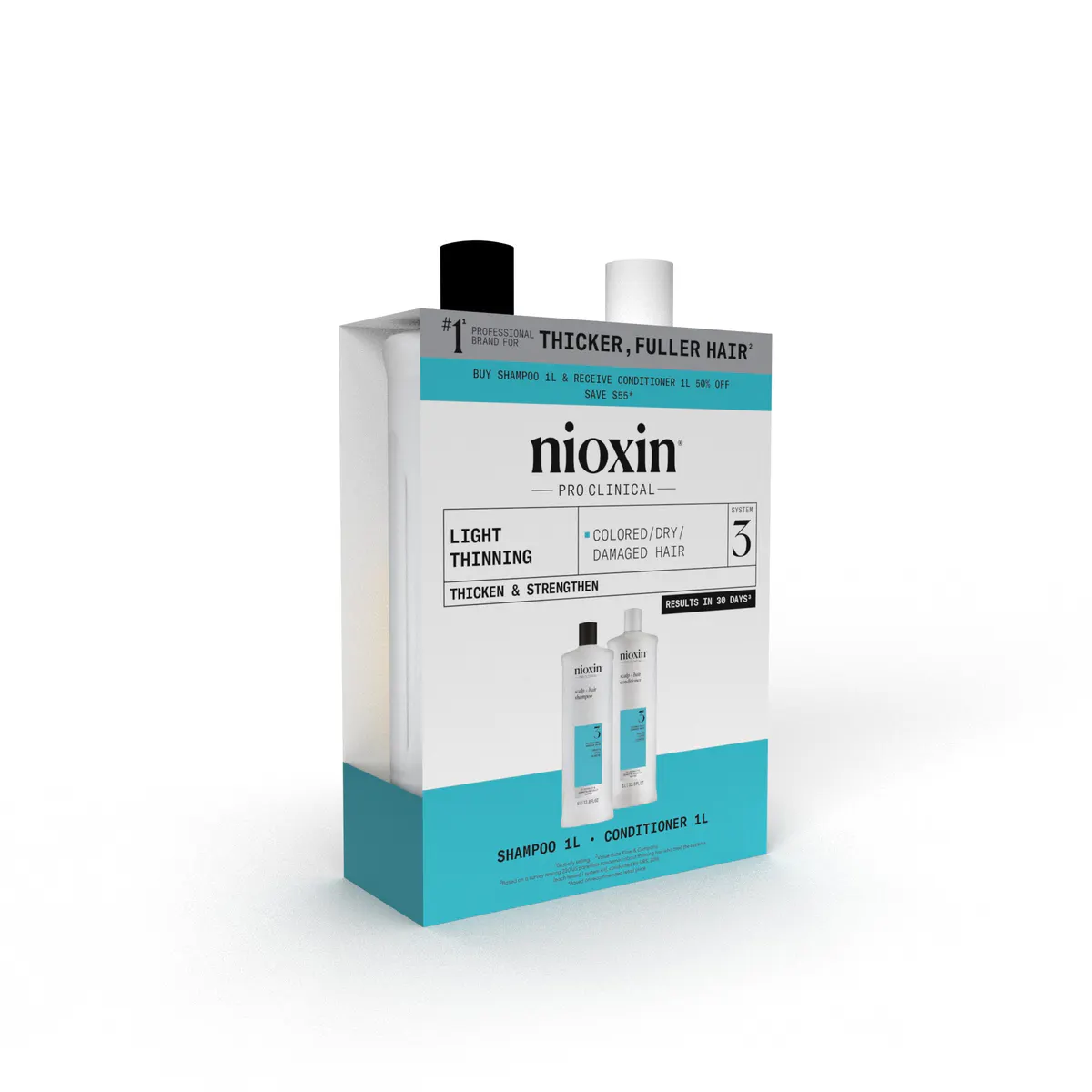 Nioxin System 3 Cleanser Shampoo and Scalp Therapy Revitalising Conditioner 1000ml Bundle, view 9