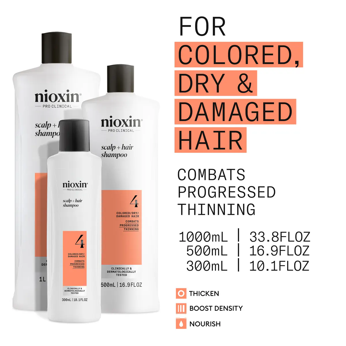 Nioxin System 4 Cleanser Shampoo and Scalp Therapy Revitalising Conditioner 1000ml Bundle, view 5