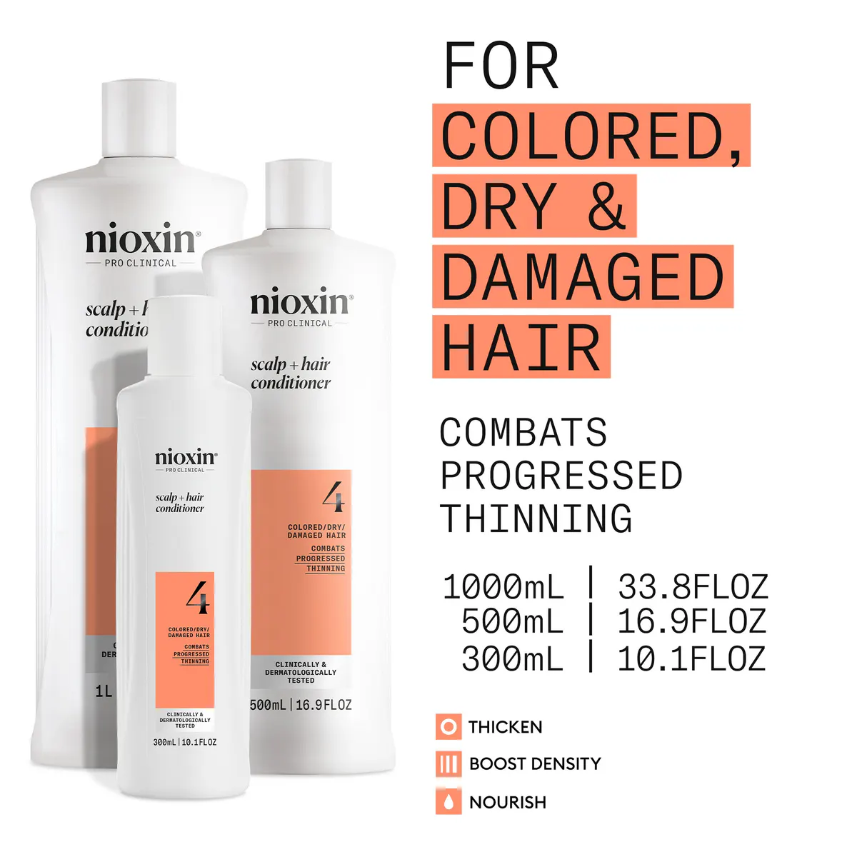Nioxin System 4 Cleanser Shampoo and Scalp Therapy Revitalising Conditioner 1000ml Bundle, view 6