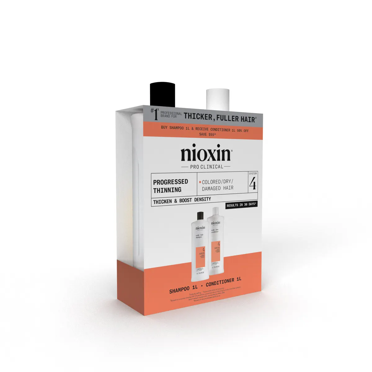 Nioxin System 4 Cleanser Shampoo and Scalp Therapy Revitalising Conditioner 1000ml Bundle, view 9