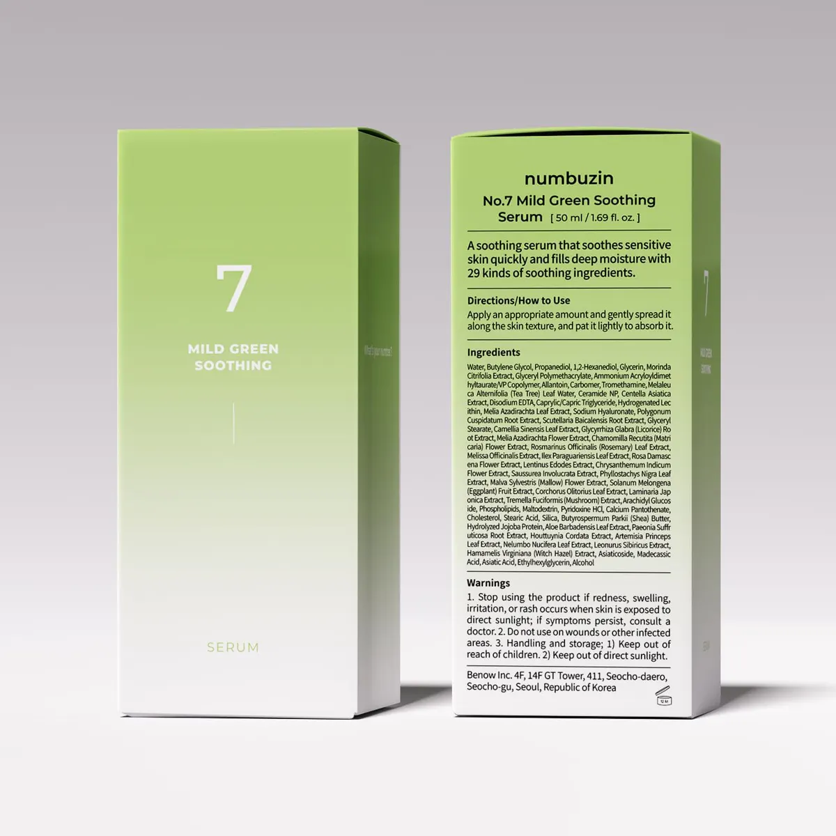 Numbuzin No.7 Mild Green Soothing Serum 50ml, view 5