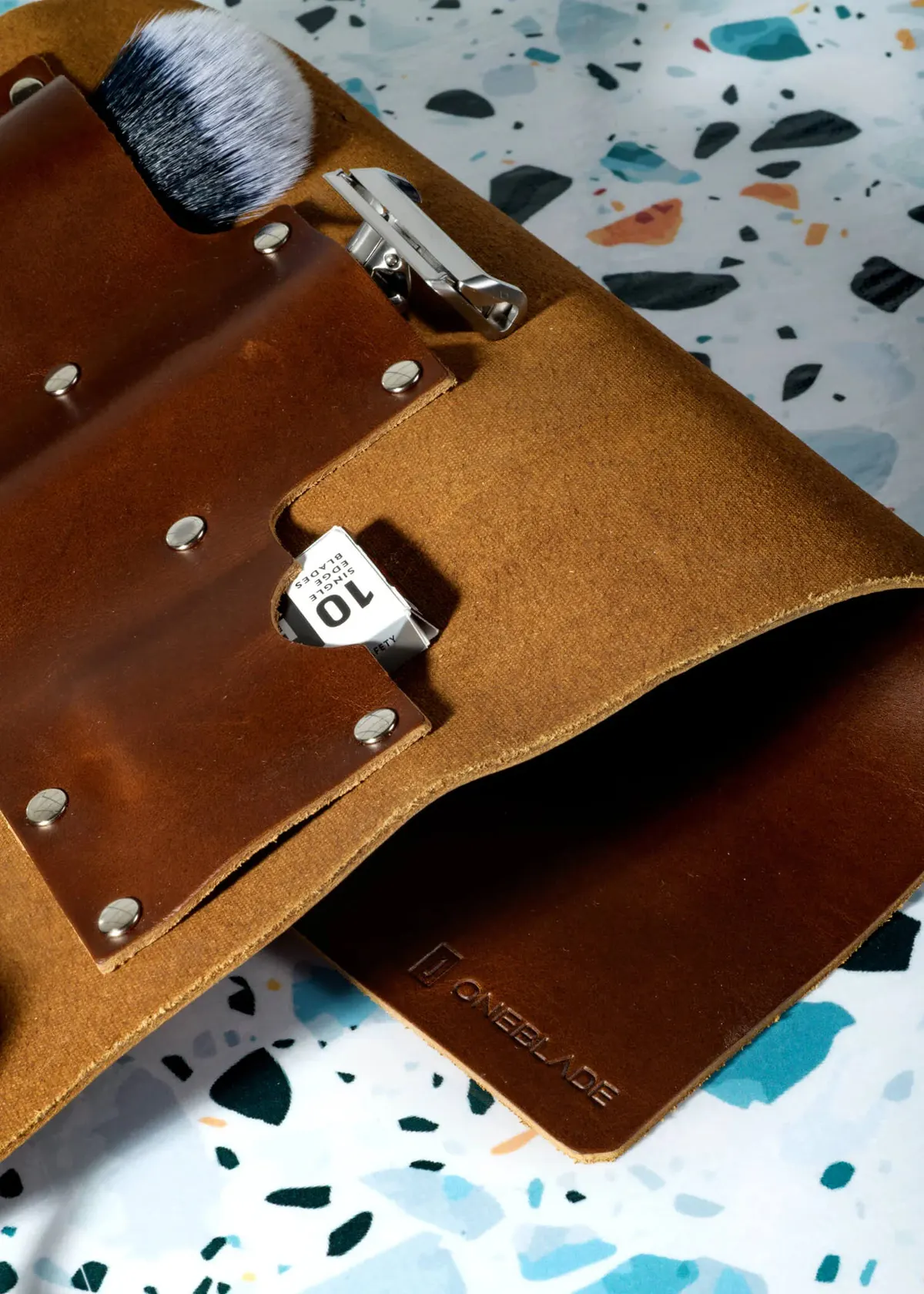 OneBlade Leather Dopp Kit - Brown, view 5
