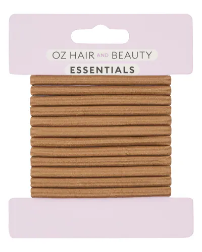 Oz Essentials Thick Hair Elastic 12 Pack - Light Brown