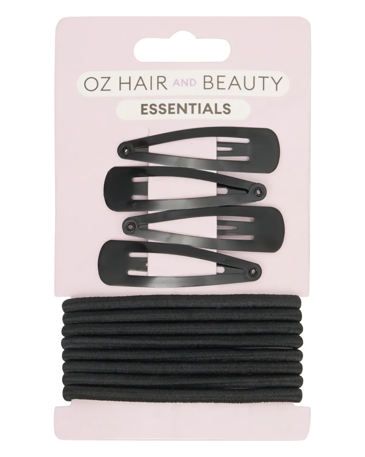 Oz Essentials Hair Clip and Elastic Set - Black
