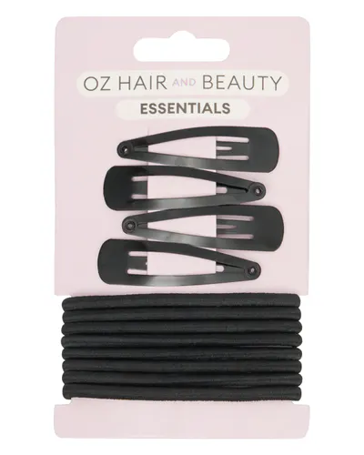 Oz Essentials Hair Clip and Elastic Set - Black