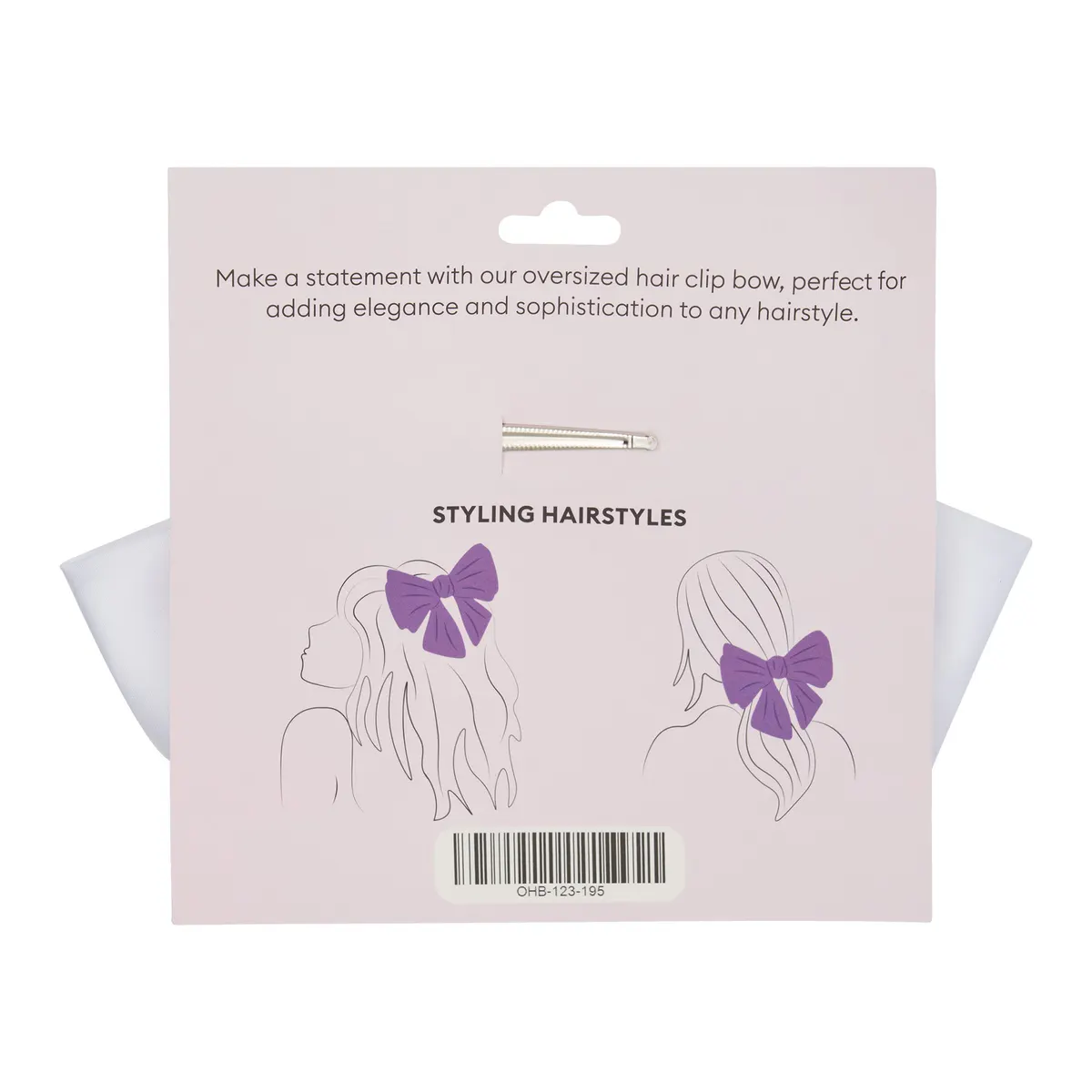 Oz Essentials Hair Bow Clip - White, view 3