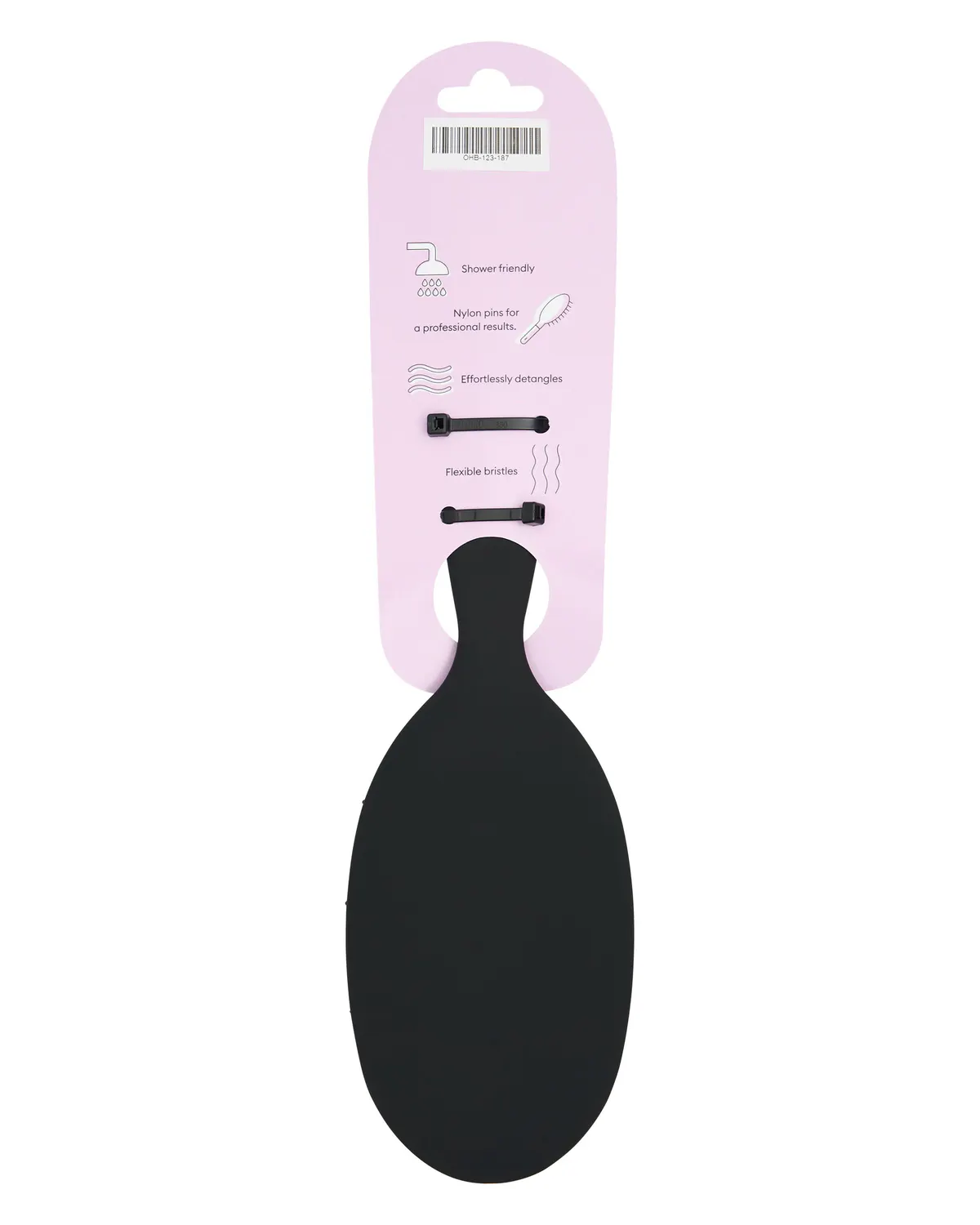 Oz Essentials Oval Cushion Detangler Brush - Black, view 3