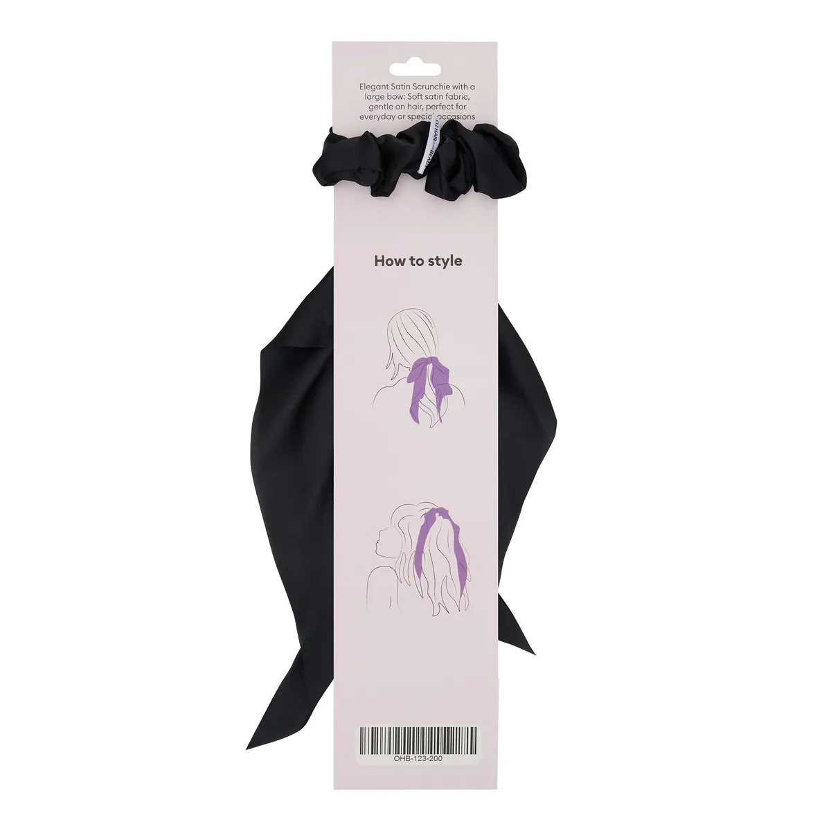 Oz Essentials Ribbon Scrunchie - Black, view 3
