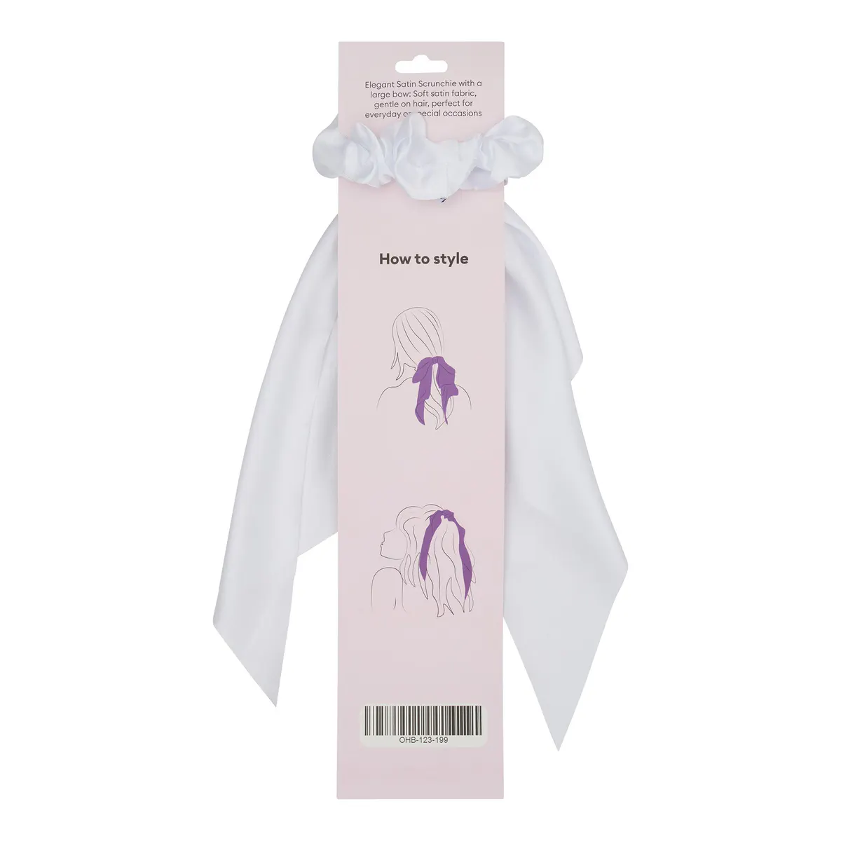 Oz Essentials Ribbon Scrunchie - White, view 3