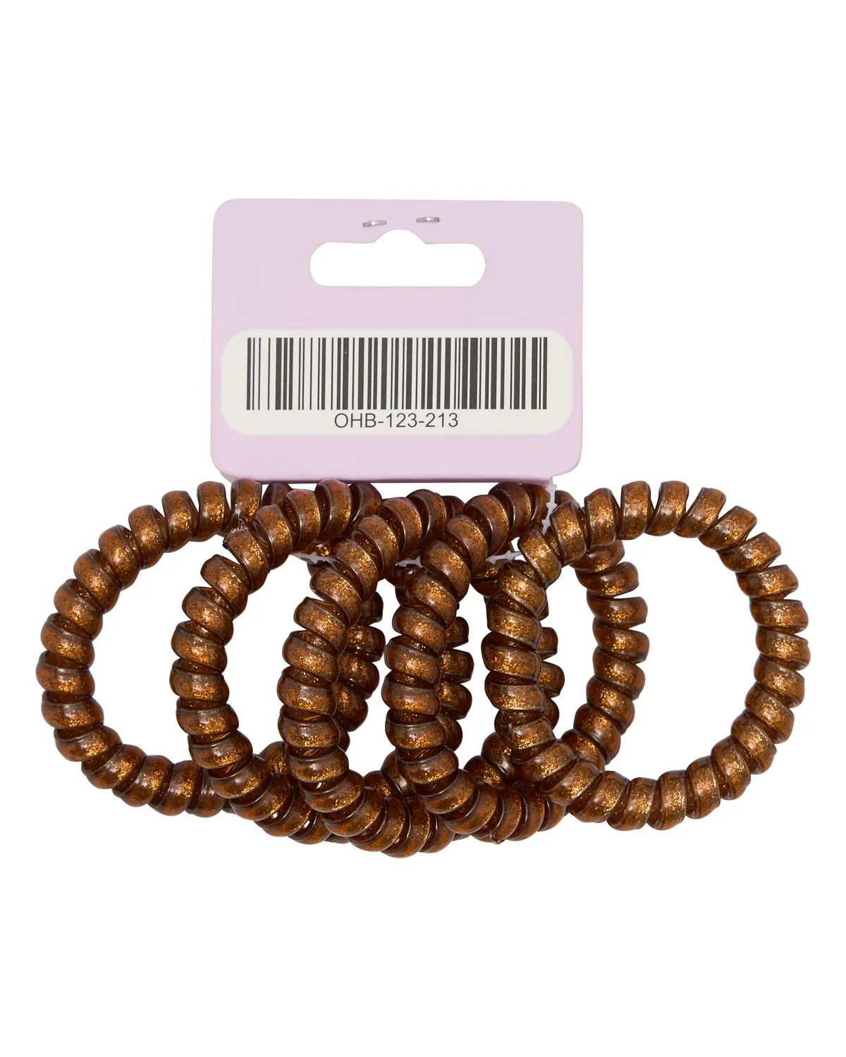 Oz Essentials Spiral Hair Ties 5 Pack - Brown Sparkle, view 2