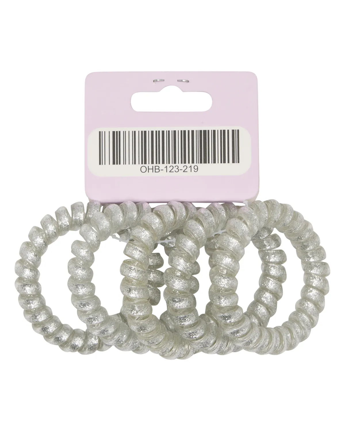 Oz Essentials Spiral Hair Ties 5 Pack - Silver Sparkle, view 2