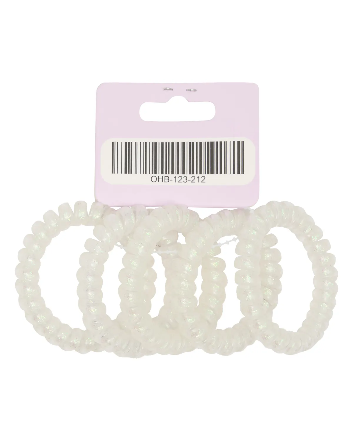 Oz Essentials Spiral Hair Ties 5 Pack - White Sparkle, view 2