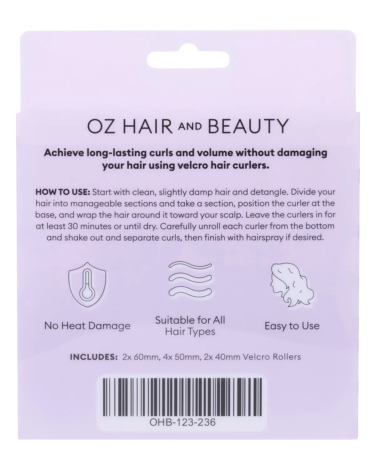 Oz Essentials Velcro Hair Rollers - Purple, view 3