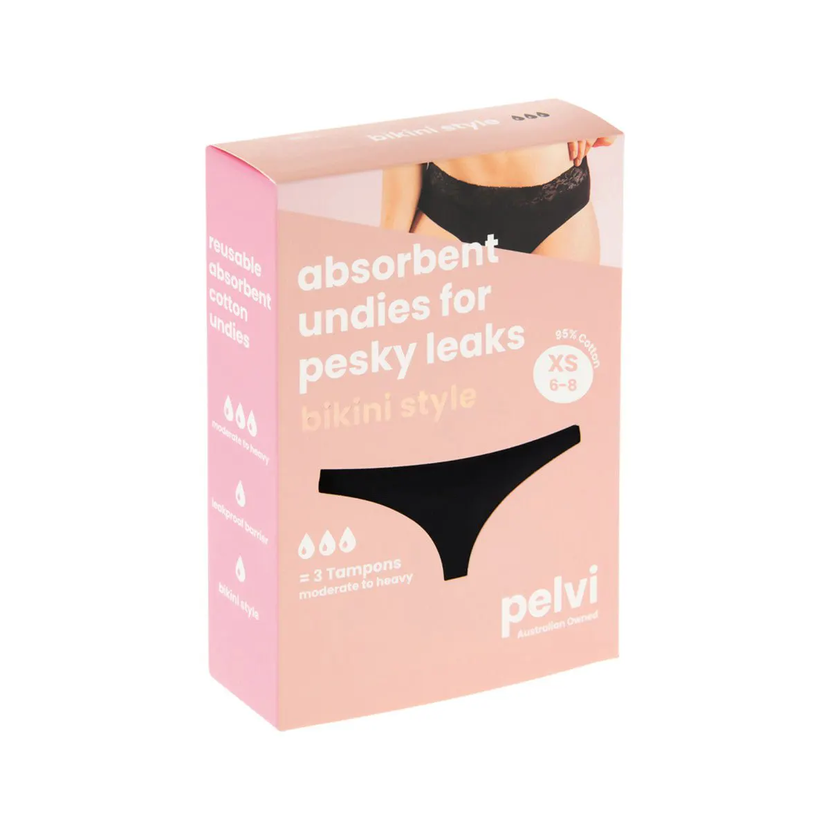 Pelvi Leakproof Underwear Bikini Black, view 6