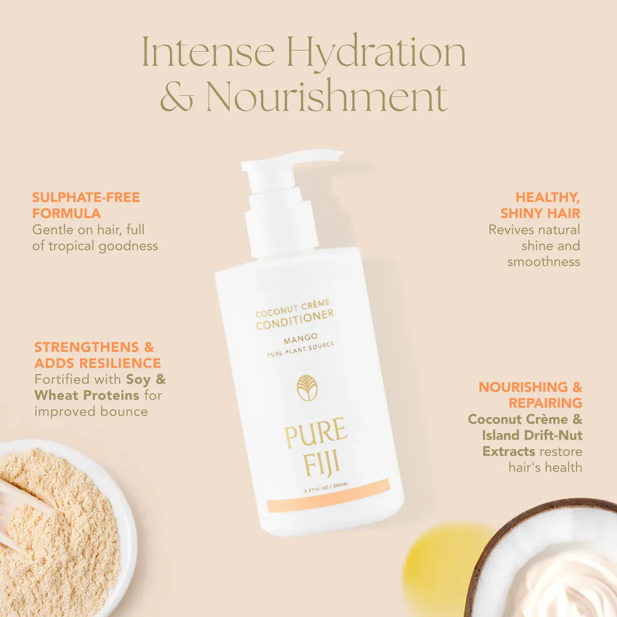 Pure Fiji Coconut Creme Conditioner 280ml - Coconut, view 2