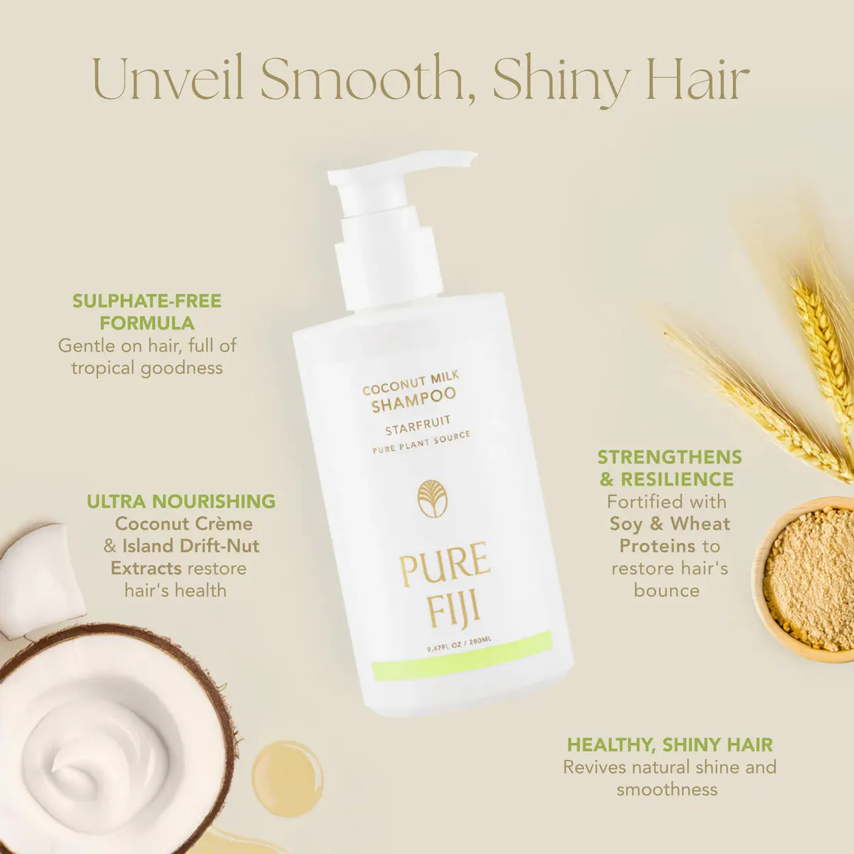 Pure Fiji Coconut Milk Shampoo 280ml - Mango, view 2