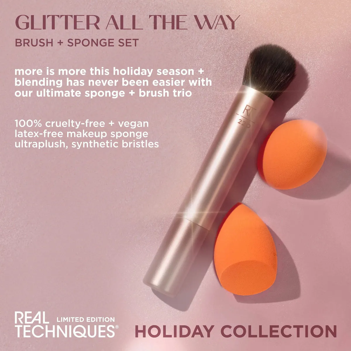 Real Techniques Glitter All The Way Brush & Sponge Pack, view 4