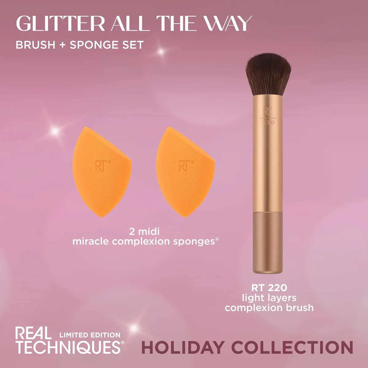 Real Techniques Glitter All The Way Brush & Sponge Pack, view 5