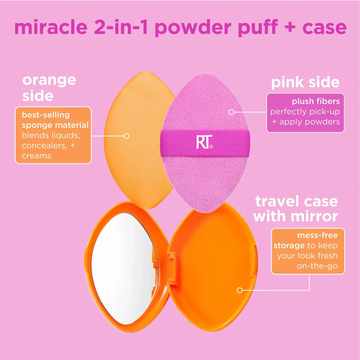 Real Techniques Miracle 2-In-1 Powder Puff & Travel Case, view 4